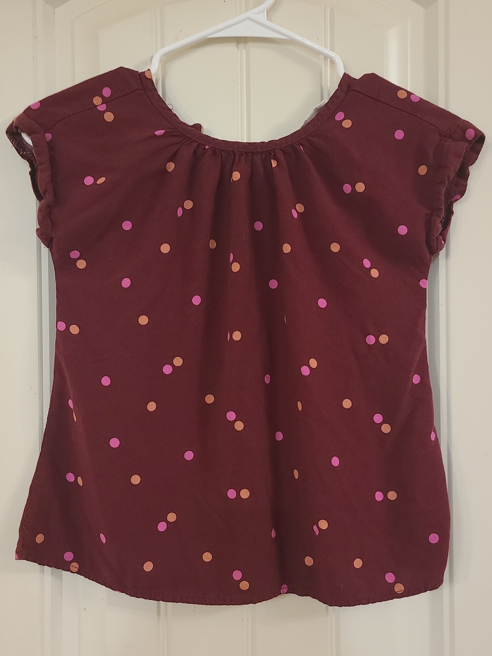 Cat & Jack Burgundy Short Sleeve Polka Dot Top Size M